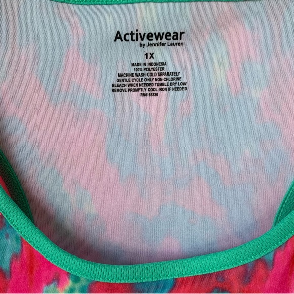 Activewear by Jennifer Lauren (1X) Racerback Tank Top; Fluorescent Pink - Picture 2 of 4